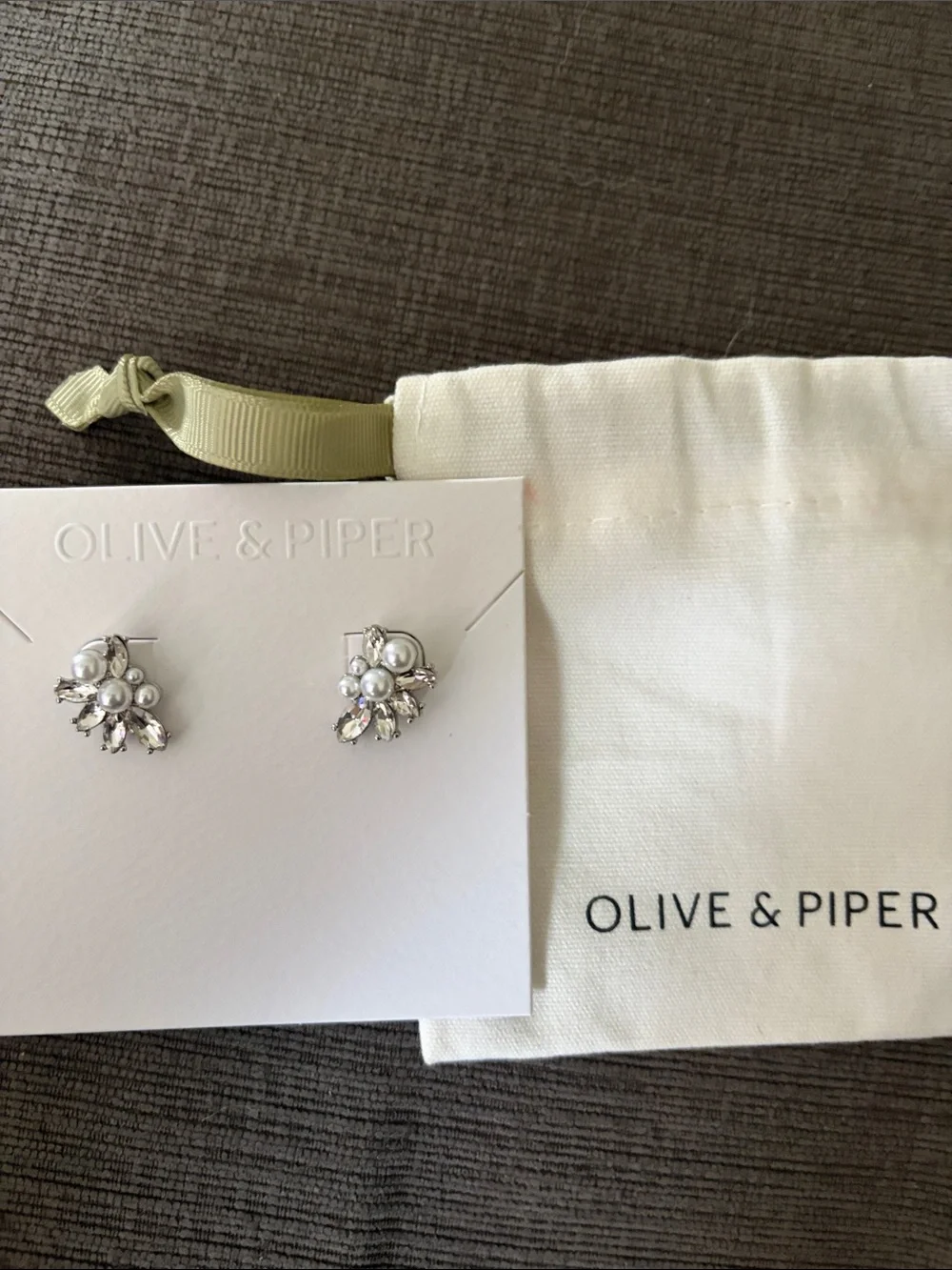 Olive & Piper Pearl and Crystal Cluster Stud Earrings - Silver Tone